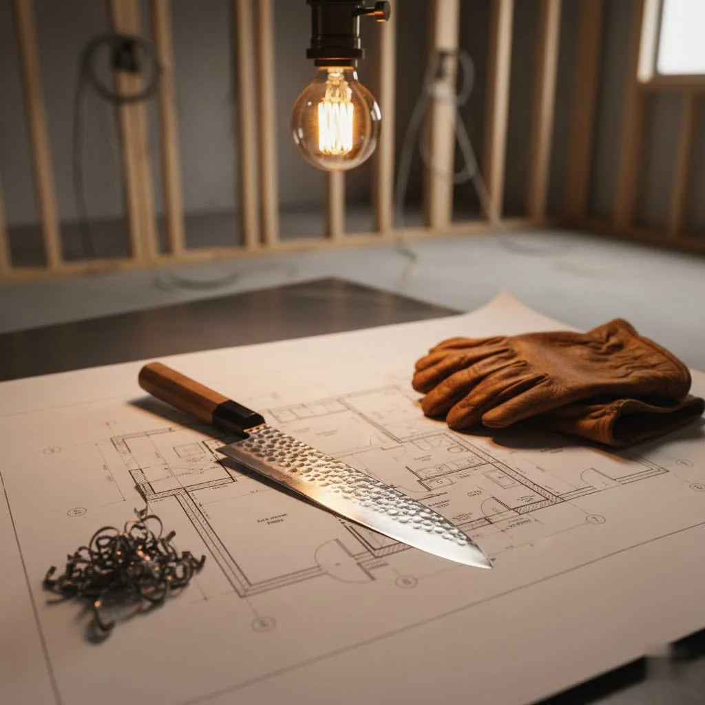 Huusk kitchen knife with a distinctive laser-carved hole