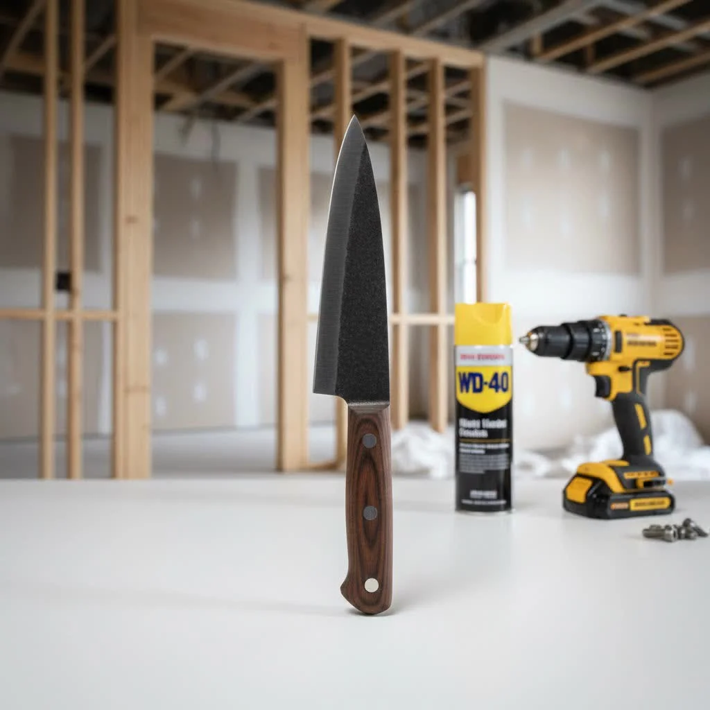 Assorted kitchen knives in a wooden block