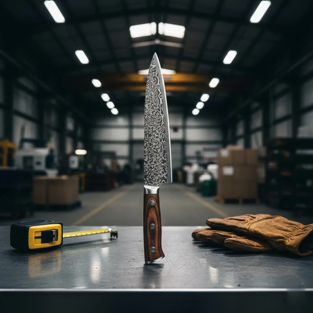 Chef's knife and Santoku knife side by side on a cutting board