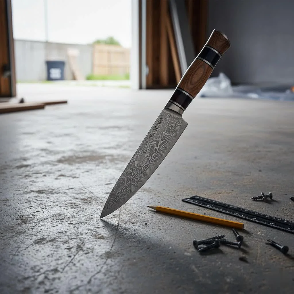 Assortment of high-quality kitchen knives in a wooden block