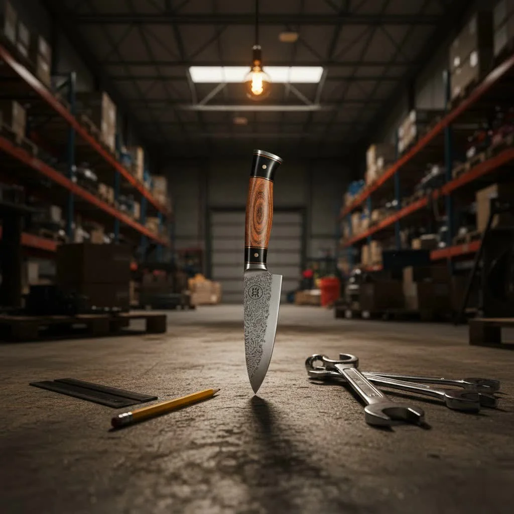 Assortment of high-quality kitchen knives in a wooden block